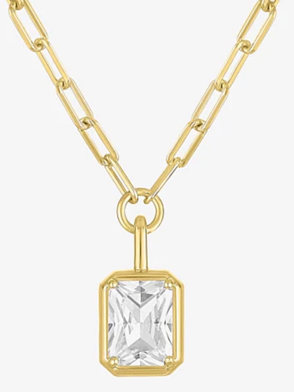 Necklace SS OG Clear Emerald-Cut Sapphire gemstone